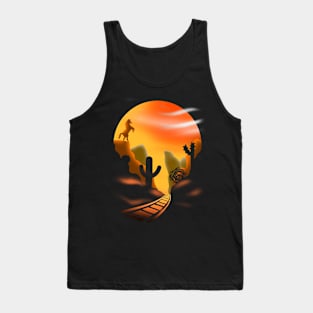 Old western street, wild horse scene T-Shirt Tank Top